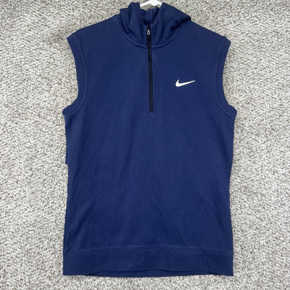 Nike Golf Tour Sleeveless Hoodie 1/4‎ Zip Men's Size Small Navy Blue FQ8879-410
